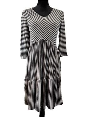 MATILDA JANE Women’s Dream Chasers Lovely Day Dress Tiered Striped Size Small